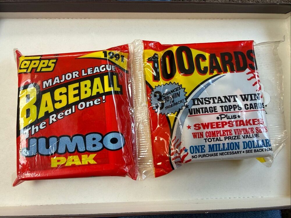 1991 Topps Baseball Jumbo Pak 100 Cards Factory Sealed Vintage MLB Unopened - Picture 3 of 8